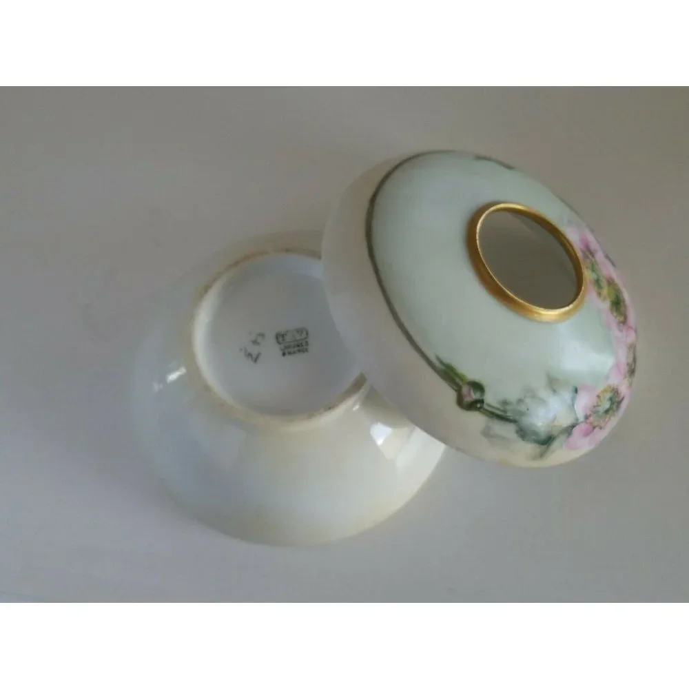 Antique MZ AUSTRIA Porcelain Hand Painted Flowers Vanity/Dresser Set 4 pieces